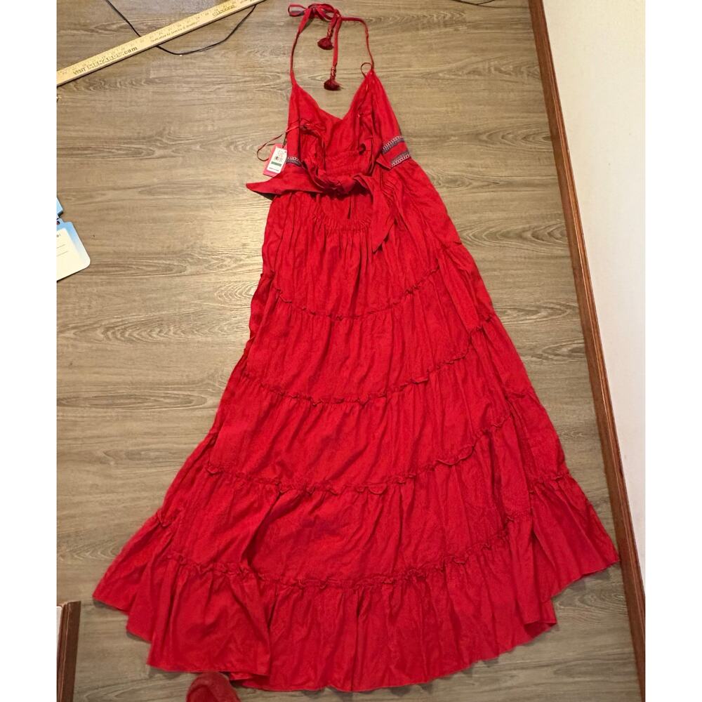 Vince Camuto Radiant Red Halter Maxi Dress NWT Size L Rio Grande 2 Boho - Picture 12 of 15